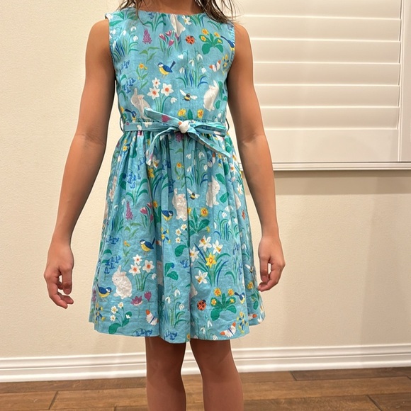 Mini Boden Blue Bunny Linen Dress Tulle Lined 6/7 - Picture 6 of 7